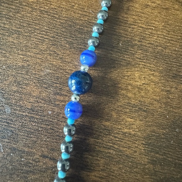 Vintage Turquoise Hematite Beaded Necklace - Picture 3 of 7